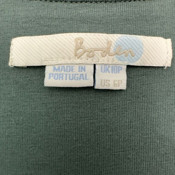 Boden Midi Dress Sz 6P Sleeveless Green Crossover Ruched Bodycon Slim Fit Cotton - Picture 4 of 11